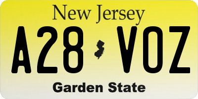 NJ license plate A28VOZ