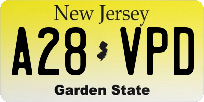 NJ license plate A28VPD