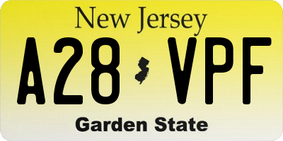 NJ license plate A28VPF