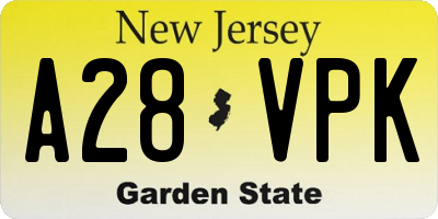 NJ license plate A28VPK