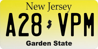 NJ license plate A28VPM