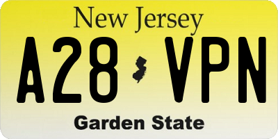 NJ license plate A28VPN