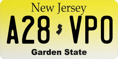 NJ license plate A28VPO