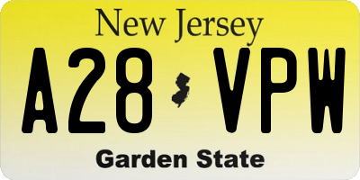 NJ license plate A28VPW