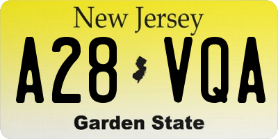 NJ license plate A28VQA