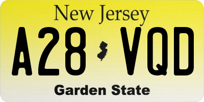 NJ license plate A28VQD