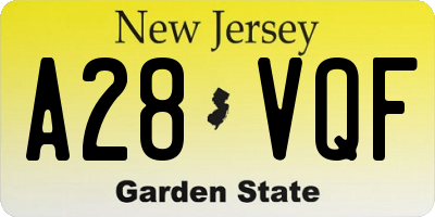 NJ license plate A28VQF