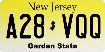NJ license plate A28VQQ