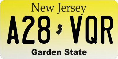 NJ license plate A28VQR