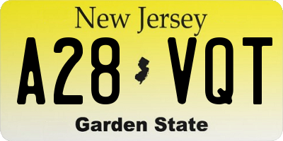 NJ license plate A28VQT