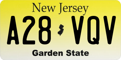 NJ license plate A28VQV