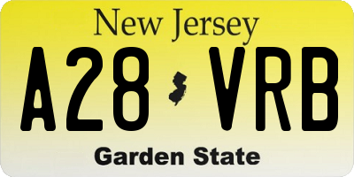 NJ license plate A28VRB