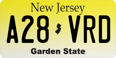 NJ license plate A28VRD