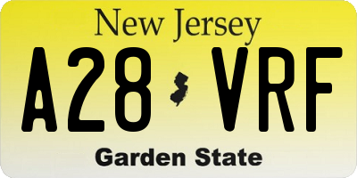 NJ license plate A28VRF