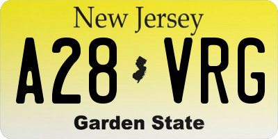 NJ license plate A28VRG