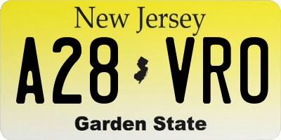 NJ license plate A28VRO