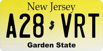 NJ license plate A28VRT