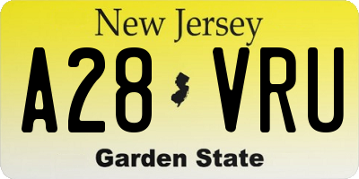 NJ license plate A28VRU