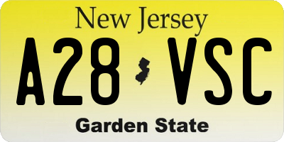 NJ license plate A28VSC
