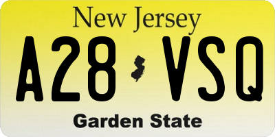 NJ license plate A28VSQ