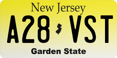 NJ license plate A28VST