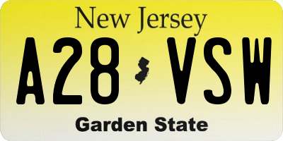 NJ license plate A28VSW