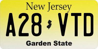 NJ license plate A28VTD
