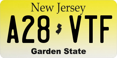 NJ license plate A28VTF