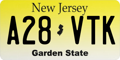 NJ license plate A28VTK