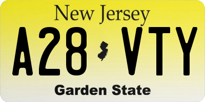 NJ license plate A28VTY