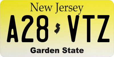 NJ license plate A28VTZ