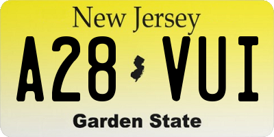 NJ license plate A28VUI