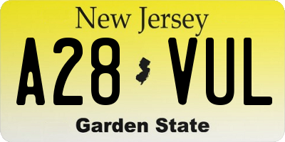 NJ license plate A28VUL