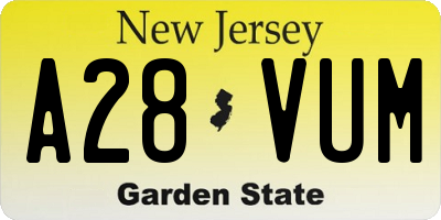 NJ license plate A28VUM