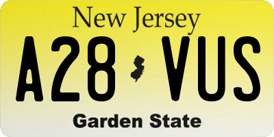 NJ license plate A28VUS