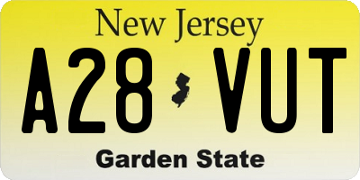 NJ license plate A28VUT