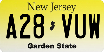 NJ license plate A28VUW
