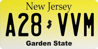 NJ license plate A28VVM