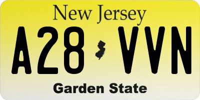 NJ license plate A28VVN