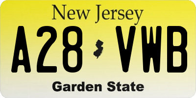NJ license plate A28VWB
