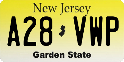 NJ license plate A28VWP