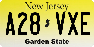NJ license plate A28VXE