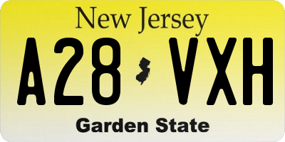 NJ license plate A28VXH