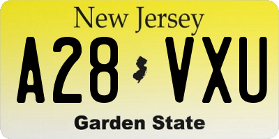 NJ license plate A28VXU