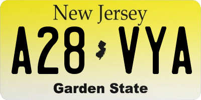 NJ license plate A28VYA
