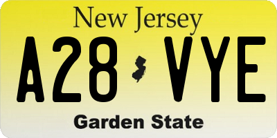 NJ license plate A28VYE