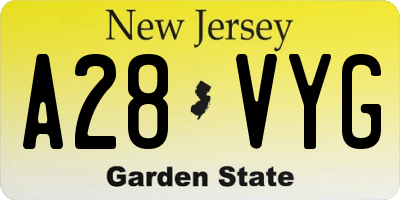 NJ license plate A28VYG