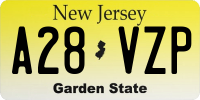 NJ license plate A28VZP