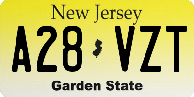 NJ license plate A28VZT