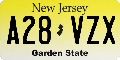 NJ license plate A28VZX